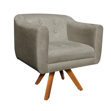 Imagem de Poltrona Sala Decorativa Kit 2 Julia Giratória Madeira Suede M11- D'Rossi