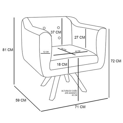 Imagem de Poltrona Sala Decorativa Kit 2 Julia Giratória Madeira Suede M11- D'Rossi