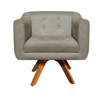 Imagem de Poltrona Sala Decorativa Kit 2 Julia Giratória Madeira Suede M11- D'Rossi