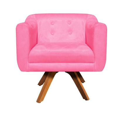 Imagem de Poltrona Sala Decorativa Kit 2 Julia Giratória Madeira Suede M11- D'Rossi