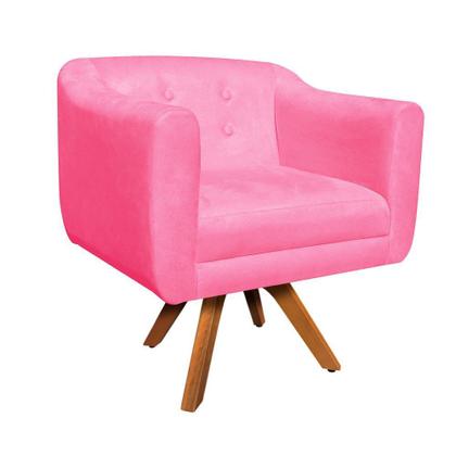 Imagem de Poltrona Sala Decorativa Kit 2 Julia Giratória Madeira Suede M11- D'Rossi