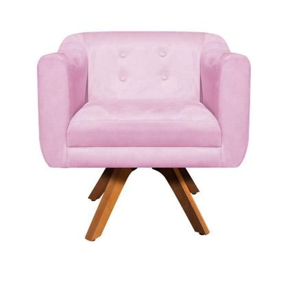 Imagem de Poltrona Sala Decorativa Kit 2 Julia Giratória Madeira Suede M11- D'Rossi