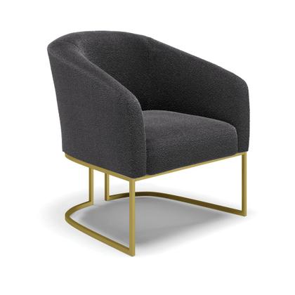 Imagem de Poltrona Sala Decorativa Stella Base Industrial Dourado Bouclê D03 - D'Rossi