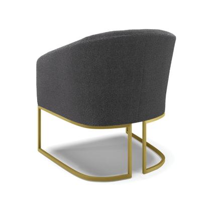 Imagem de Poltrona Sala Decorativa Stella Base Industrial Dourado Bouclê D03 - D'Rossi