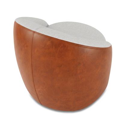 Imagem de Poltrona Sala Orgânica Kit 2 Lua Fixa Sintético PU Nozes/Linho D03 - D'Rossi