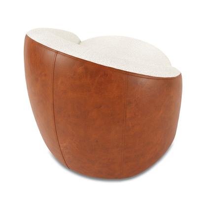 Imagem de Poltrona Sala Orgânica Kit 2 Lua Giratória Sintético PU Nozes/Bouclê D03 - D'Rossi