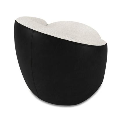 Imagem de Poltrona Sala Orgânica Kit 2 Lua Giratória Sintético PU Preto/Bouclê D03 - D'Rossi