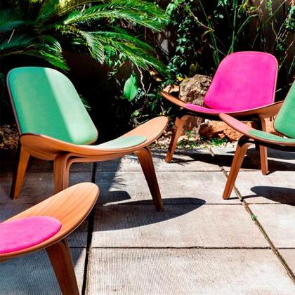 Imagem de Poltrona Shell Base Lâmina Especial Carvalho Americano Várias Cores - Datelli Design