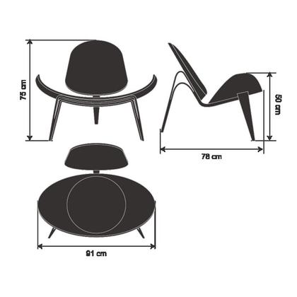 Imagem de Poltrona Shell Base Lâmina Especial Carvalho Americano Várias Cores - Datelli Design