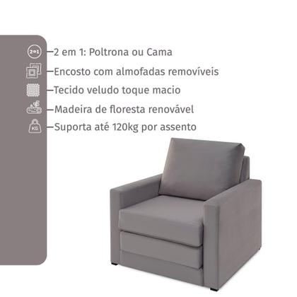 Imagem de Poltrona Simi 2 em 1 Poltrona Cama 90cm Estofama