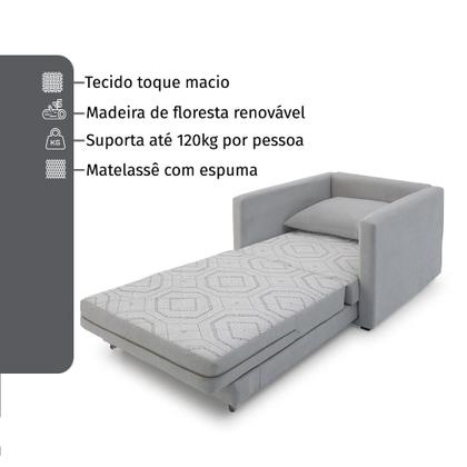 Imagem de Poltrona Sofá Cama Solteiro 85cm Trento Estofama