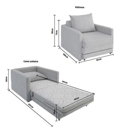 Imagem de Poltrona Sofá Cama Solteiro 85cm Trento Estofama