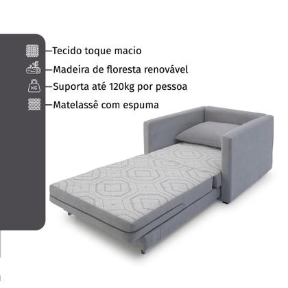 Imagem de Poltrona Sofá Cama Solteiro 85cm Trento Estofama