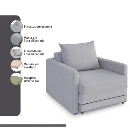 Imagem de Poltrona Sofá Cama Solteiro 85cm Trento Estofama