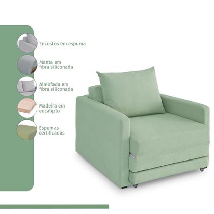 Imagem de Poltrona Sofá Cama Solteiro 85cm Trento Estofama
