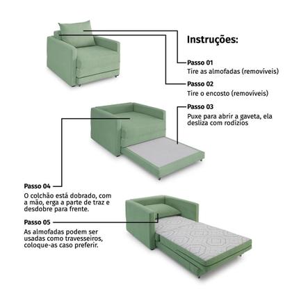 Imagem de Poltrona Sofá Cama Solteiro 85cm Trento Estofama