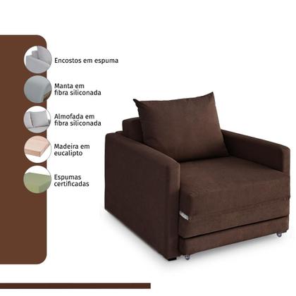 Imagem de Poltrona Sofá Cama Solteiro 85cm Trento Estofama