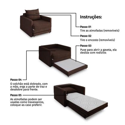 Imagem de Poltrona Sofá Cama Solteiro 85cm Trento Estofama