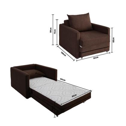 Imagem de Poltrona Sofá Cama Solteiro 85cm Trento Estofama