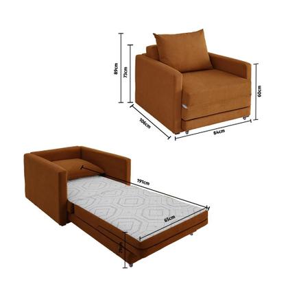 Imagem de Poltrona Sofá Cama Solteiro 85cm Trento Estofama