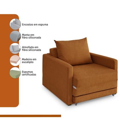 Imagem de Poltrona Sofá Cama Solteiro 85cm Trento Estofama