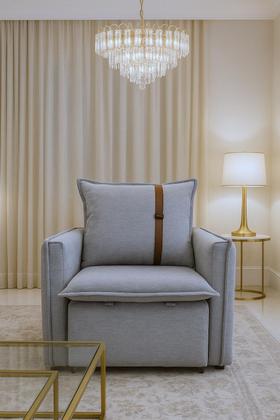 Imagem de Poltrona Sofá Cama Valence Premium Cinza 0.80cm Softgel D33 Linho