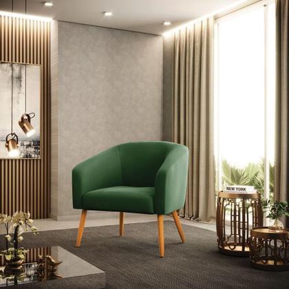 Imagem de Poltrona Suede Verde Pés Palito Castanho