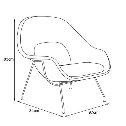 Imagem de Poltrona Womb Chair com Puff Base Preta Linho Cinza