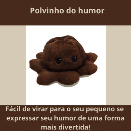 Imagem de Polvinho Branco Fofo Humor Feliz Bravo Bipolar Pelucia