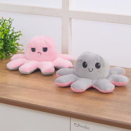 Imagem de Polvo Humor Tiktok Pelúcia Fofa Reversível Presenteável Brinquedo Bravo Feliz Apaixonado Bipolar