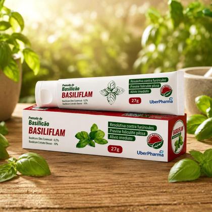 Imagem de Pomada De Basilicão 27g Basiliflam Furúnculo e Foliculite Inflamação Basilicum - Uberpharma