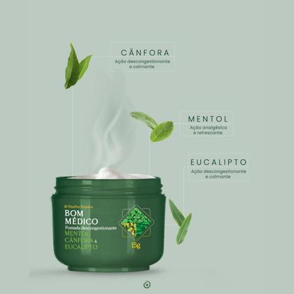 Imagem de Pomada Descongestionante Nasal Bom Médico Com Mentol Cânfora E Óleo De Eucalipto Abelha Rainha REF 3551