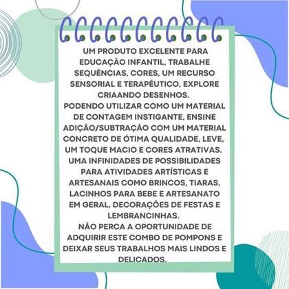 Imagem de Pompom 10mm Para Artesanato E Educação Pacote C/160 Unidades