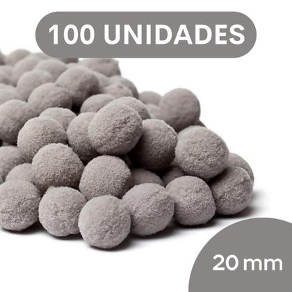 Imagem de Pompom Cinza - 20Mm Pacote Com 100 Unidades - Nybc