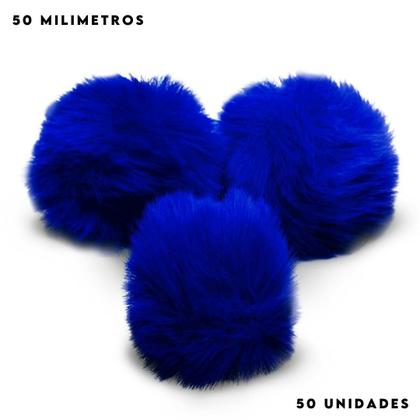 Imagem de Pompom Pelúcia Azul Royal 50mm - Com 50 Unidades - BRX