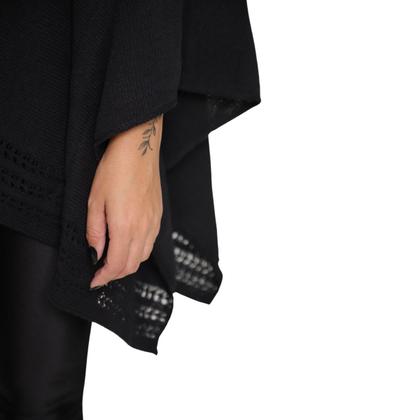 Imagem de Poncho Feminino Tricô Lã Gola Alta Confortavél Tendência Frio