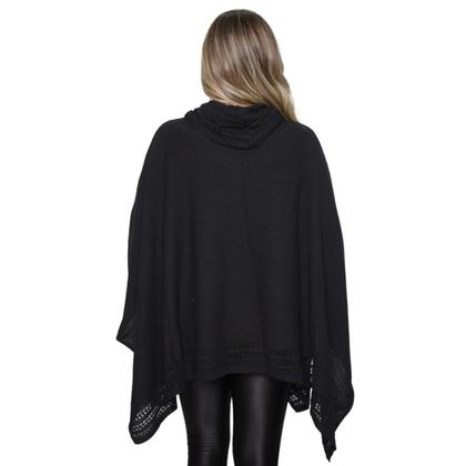 Imagem de Poncho Feminino Tricô Lã Gola Alta Confortavél Tendência Frio