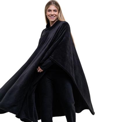 Imagem de Poncho Masculino Feminino Gaúcho Fleece Plush Quente Gola