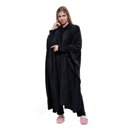 Imagem de Poncho Masculino Feminino Gaúcho Fleece Plush Quente Gola