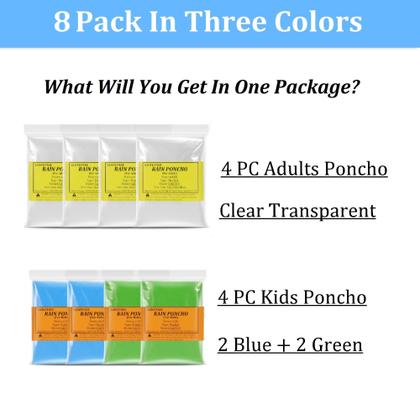 Imagem de Ponchos de chuva SAIWEYNEE descartáveis para crianças e adultos x8