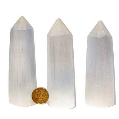 Imagem de Ponta Selenita 8 a 10 cm Pedra Natural Gerador Sextavado Tipo B