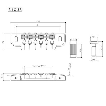 Imagem de Ponte guitarra GOTOH wraparound turn over 510UB cromado