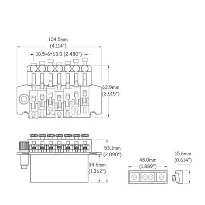 Imagem de Ponte Sistema Trêmolo Guitarra 7C Floyd Rose Spirit FRT70-CR