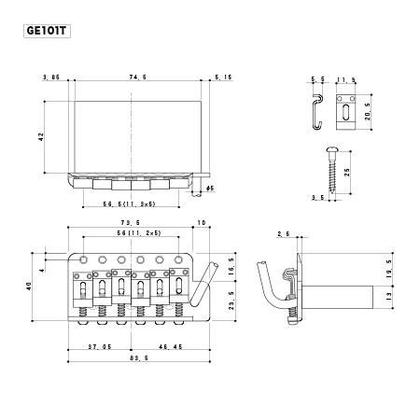 Imagem de Ponte Tremolo Gotoh Cromado para Guitarra Strato GE101T