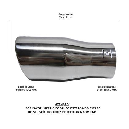 Imagem de Ponteira 4 Polegadas Aço Inox Encaixe 3 polegadas Adaptação