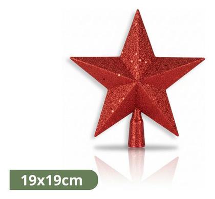 Imagem de Ponteira Árvore Natal Glitter Estrela Decoração Enfeite 24cm Vermelho Estrela Glitter