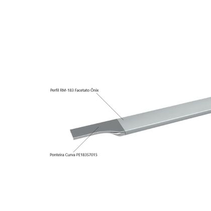 Imagem de Ponteira Curva PE183S7018 para 18mm Puxador RM-183 Facetato Ônix Cromo Acetinado Rometal