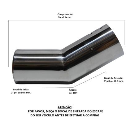 Imagem de Ponteira De Escapamento Esportivo Curvada Aço Inox Premium