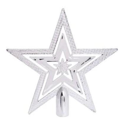 Imagem de Ponteira de estrela para árvore de natal grande vermelha, dourada ou prata de plástico