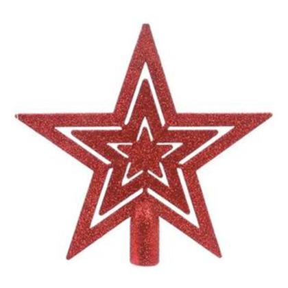 Imagem de Ponteira de estrela para árvore de natal grande vermelha, dourada ou prata de plástico